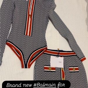 Balmain Navy and red Patterned Garment
